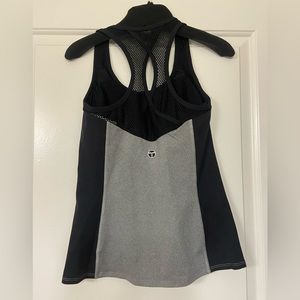 Trina Turk Gray and Black Razorback Tank Top with built in Sports Bra